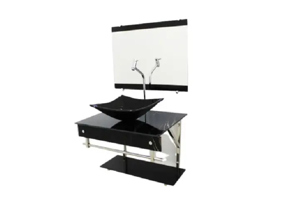 Gabinete de vidro Orlando 70 Carrara Vmex - Preto